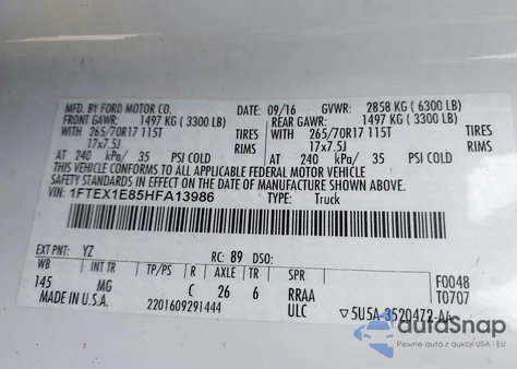 2017 Ford F-150 Xlt from USA, damaged, VIN 1FTEX1E85HFA13986